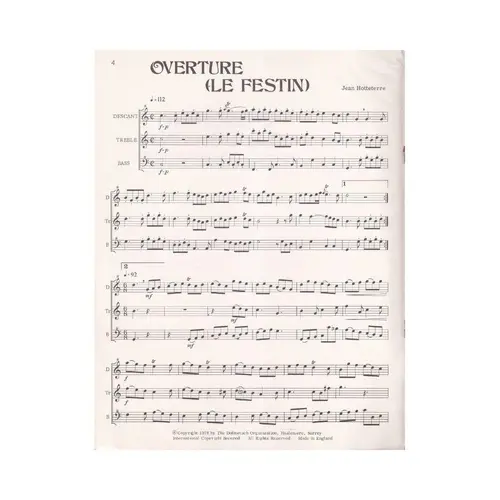 Overture (le Festin) for descant, treble and bass recorders