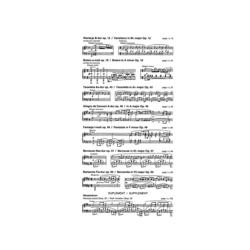 Various Works for Piano, Series A Chopin National Edition 12A, Volume XII