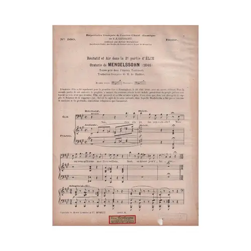 Le Chant Classique N°560 - Récitatif et Air dans la 2° Partie