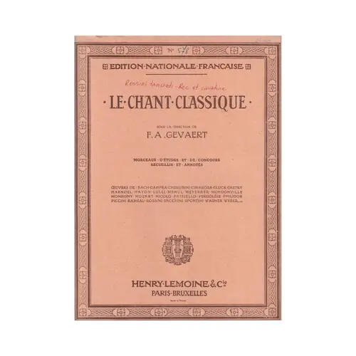 Le Chant Classique N°578 - Récitatif et Célebre Cavatine de Tancredi