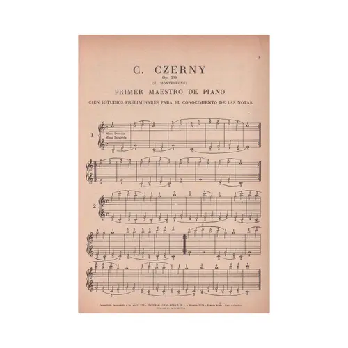 Primer Maestro de Piano - Cien Estudios Op.599