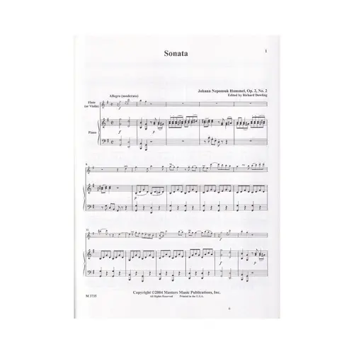 Sonata In G Op.2 N.2  For Flute And Piano