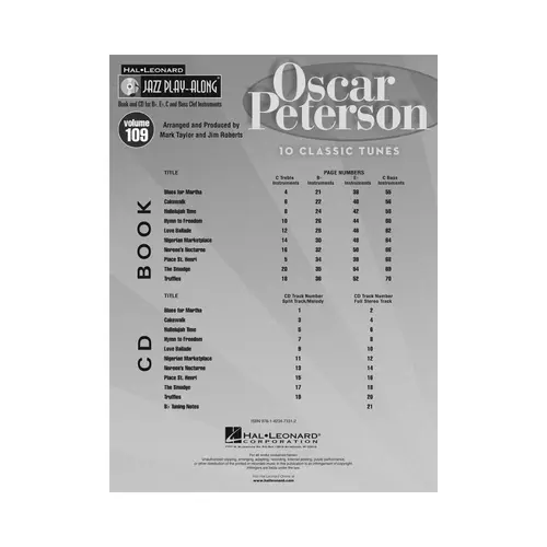Oscar Peterson - 10 Classic Tunes - Jazz Play Along Vol.109