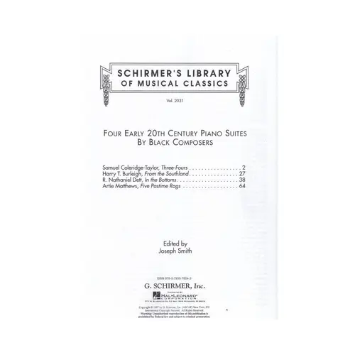 Four Early 20th Century Piano Suites by Black Composers