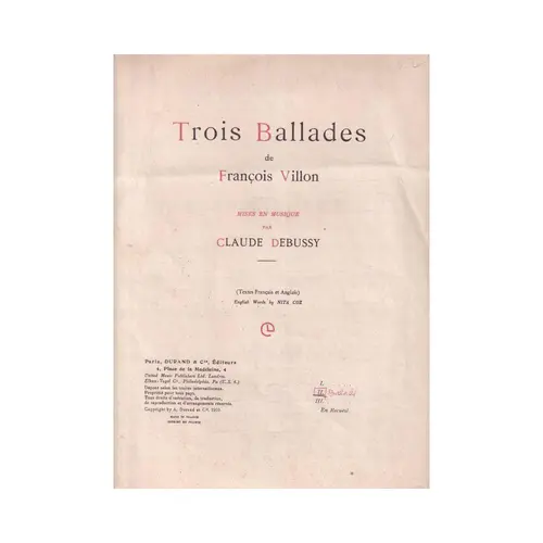 Trois Ballades - N.2  (Edição Antiga)