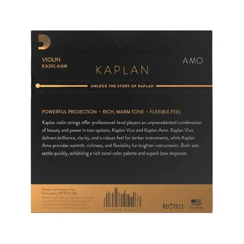 Encordoamento para violino 4/4 Daddario Kaplan Amo KA310 4/4m