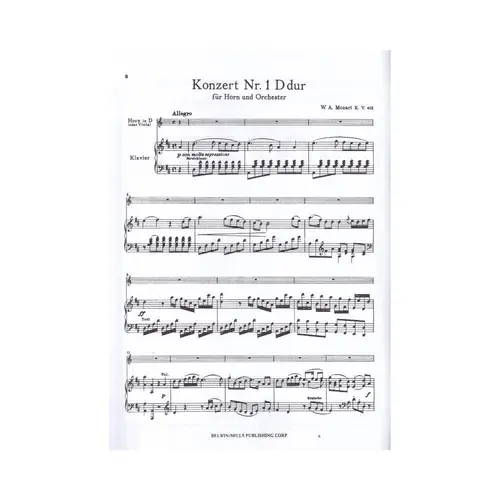 Horn Concerto No. 1, K. 412 in D major - Horn and Piano