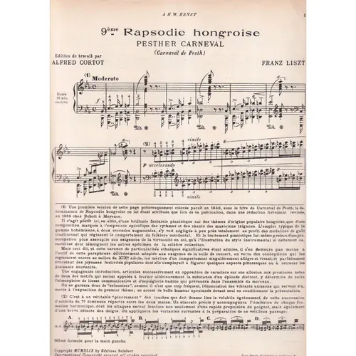 9 Eme Rapsodie Hongroise (Carnaval De Pesth) para piano