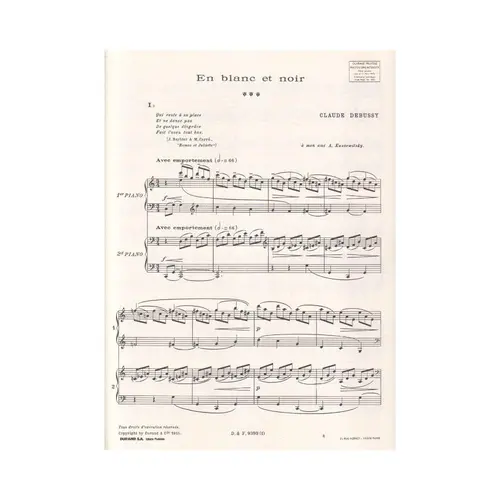 En Blanc Et Noir -Trois Morceaux pour 2 pianos a 4 mains