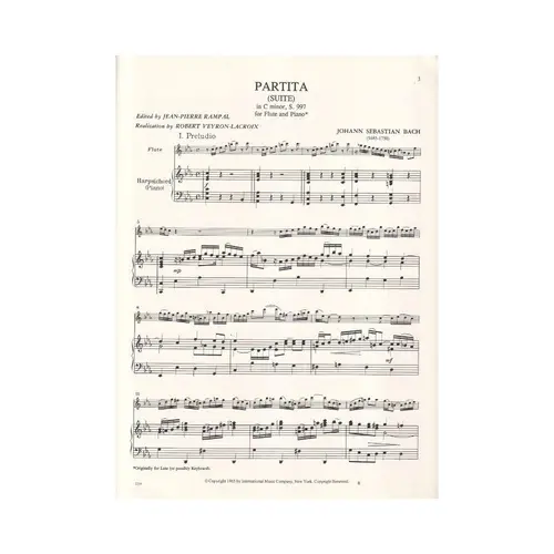 Partita (Suite) In C Minor For Flute - S.997