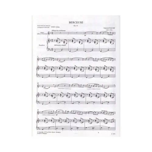 Berceuse Fur Flote Und Klavier