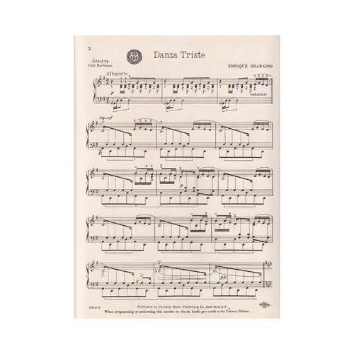 Danza Triste para piano (Edição Antiga)