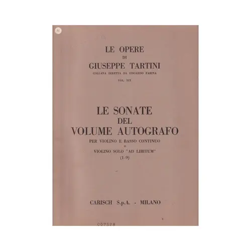 Le Sonate Del Volume Autografo per violino e basso continuo