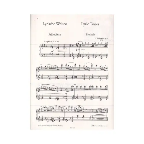 Lyrische Weisen fur klavier op. 91