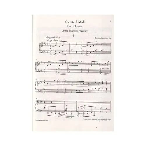 Sonate fur klavier f moll op. 20a
