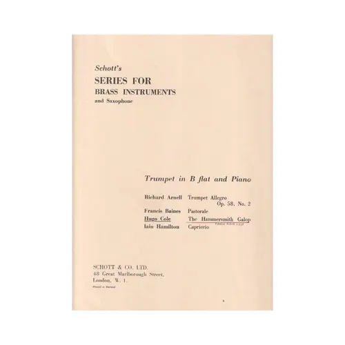 The Hammersmith Galop for trumpet and piano