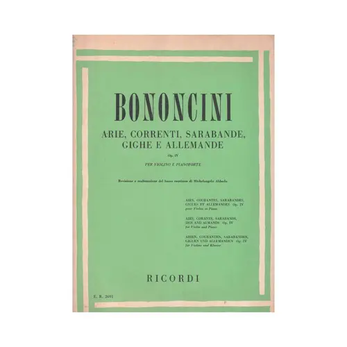 Arie,Correnti,Sarabande...Op.Iv