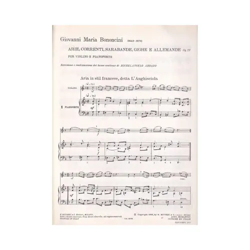 Arie,Correnti,Sarabande...Op.Iv
