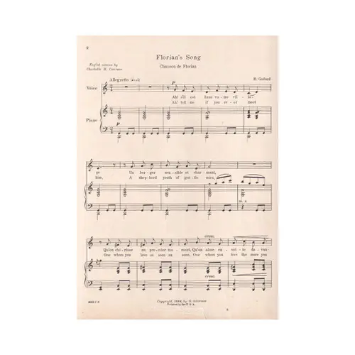 Florian's song(Chanson de Florian) - Low C