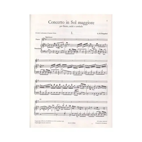 Concerto In Sol Maggiore For Flauto
