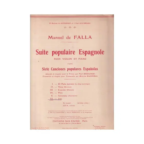 Suite Populaire Espagnole - N.6 - Jota  (Edição Antiga)