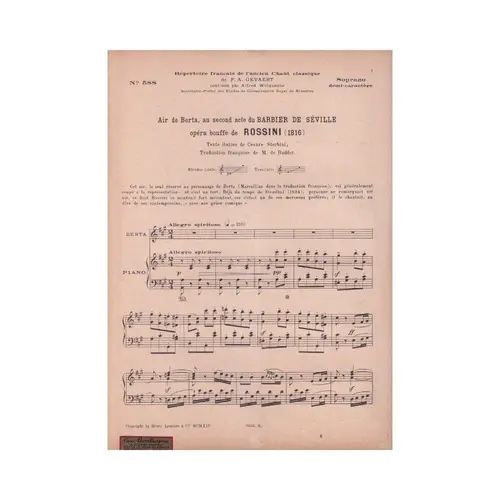 Le Chant Classique N°588 - barbier de seville - air de berta