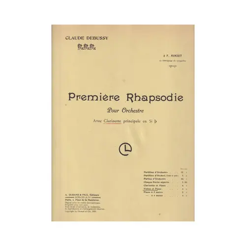 Premiere Rhapsodie Pour Orchestre (Clarineta)