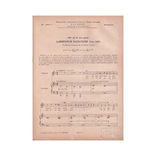 Le Chant Classique N°499 - Chi sa le mie pene - Lamentation Napolitaine