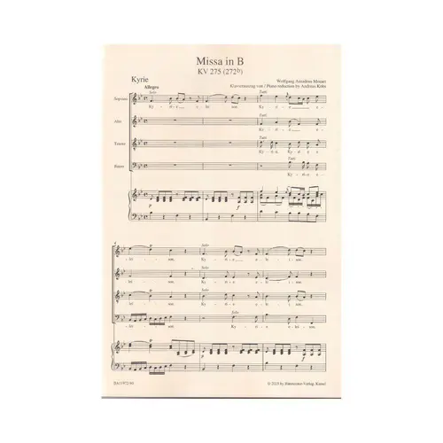 Missa in B-flat major K. 275 (272b) - vocal score