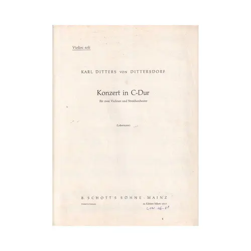 Konzert In C Dur Fur Zwei Violinen