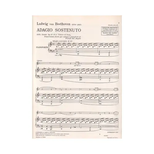Adagio Sostenuto Della Sonata Op.27 N.2