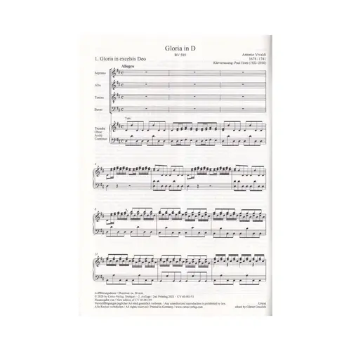 Gloria In D - Rv 589 - Vocal score
