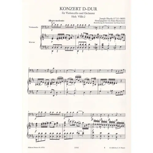Cello Concerto in D Hob. VIIb:2 (Edition for Cello and Piano)