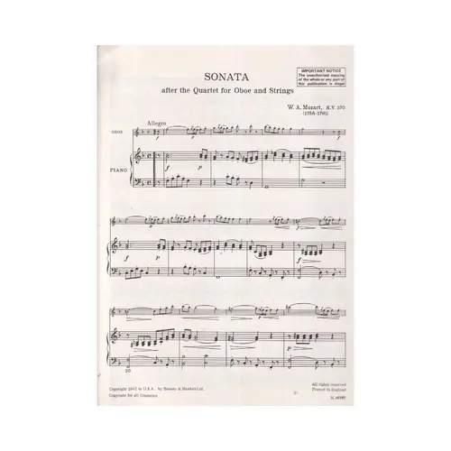Sonata After The Quartet For Oboe - Kv 370