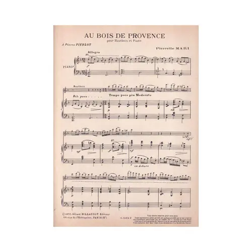 Au Bois De Provence Pour Hautbois