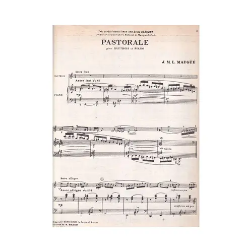Pastorale Pour Hautbois  (Edição Antiga)