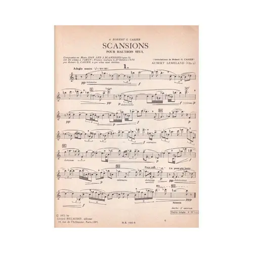 Scansions Pour Hautbois  (Edição Antiga)