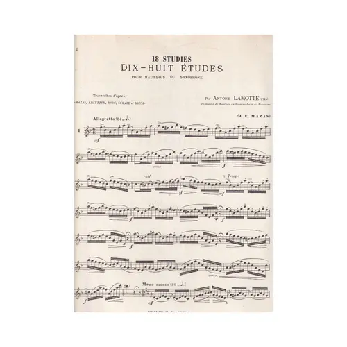 18 Studies For The Oboe Or Sax