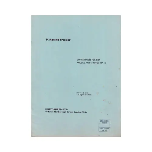 Concertante For Cor Anglais - Op.13