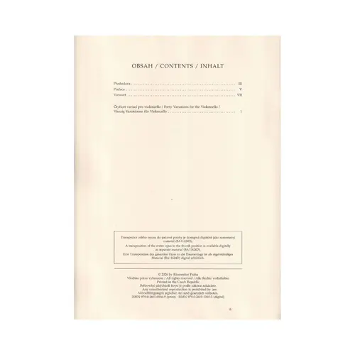 Forty Variations op. 3 for the Violoncello