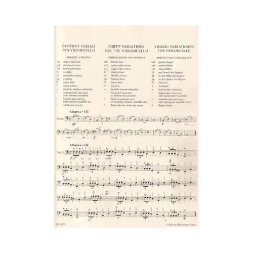 Forty Variations op. 3 for the Violoncello