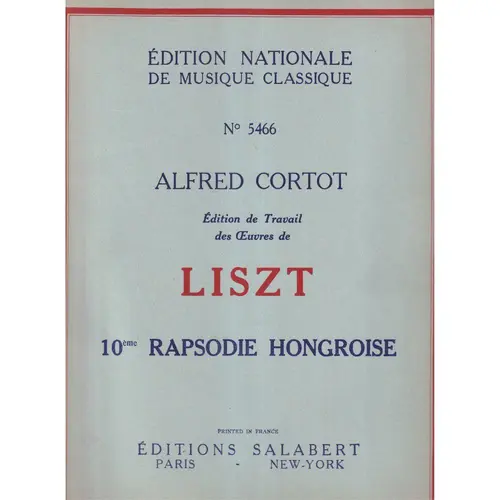 10 Eme Rapsodie Hongroise para piano (Rev. A. Cortot)