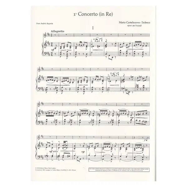 Concerto N.1 For Guitar And Orchestra Opus 99 - piano reduction