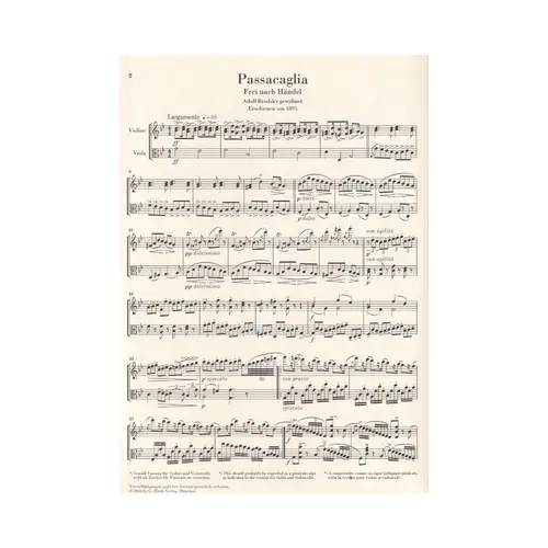Passacaglia, Sarabande con Variazioni after Handel, for Violin and Viola - partes