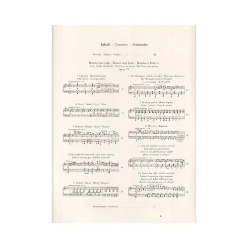 Romeo and Juliet, Ten Pieces for piano op. 75