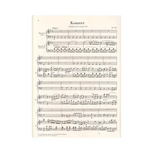 Piano Concerto no. 27 B flat major K. 595 - Piano Reduction
