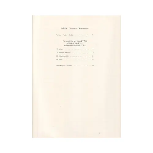 A Musical Joke K. 522 for 2 Horns in F and Strings - Score