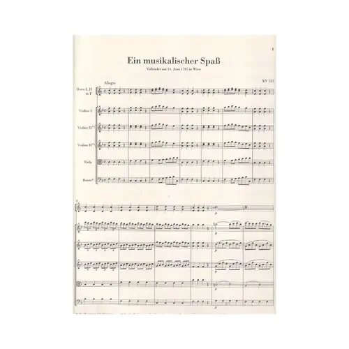 A Musical Joke K. 522 for 2 Horns in F and Strings - Score