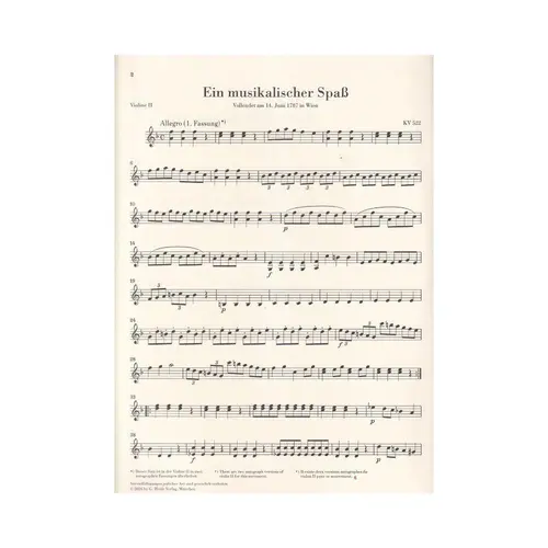 A Musical Joke K. 522 for 2 Horns in F and Strings - Set of strings