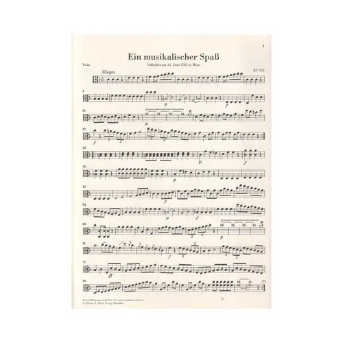 A Musical Joke K. 522 for 2 Horns in F and Strings - Set of strings